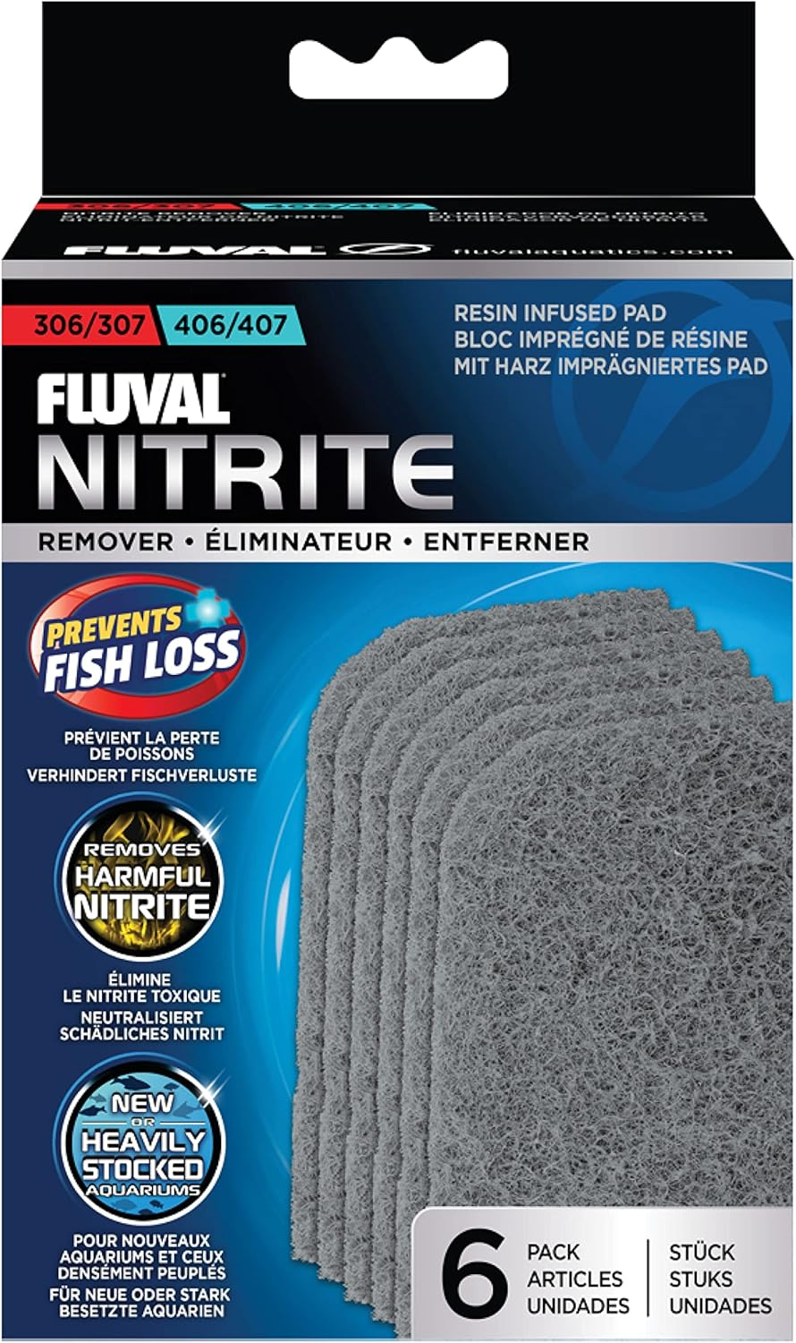 Fluval 307/407 Nitrite Remover Pad, Replacement Aquarium Canister Filter Media, 6-Pack
