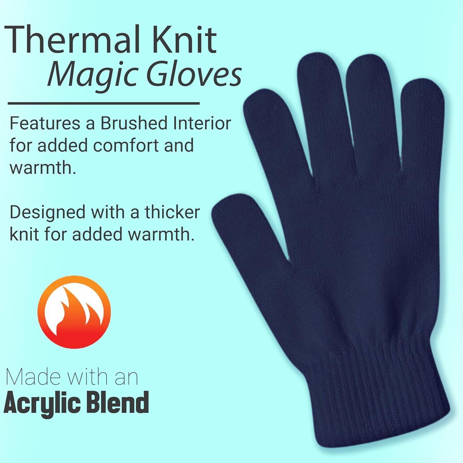 Winter Magic Gloves, 12 Pairs Stretchy Warm Knit Bulk Pack Mens Womens, Wholesale image number 1