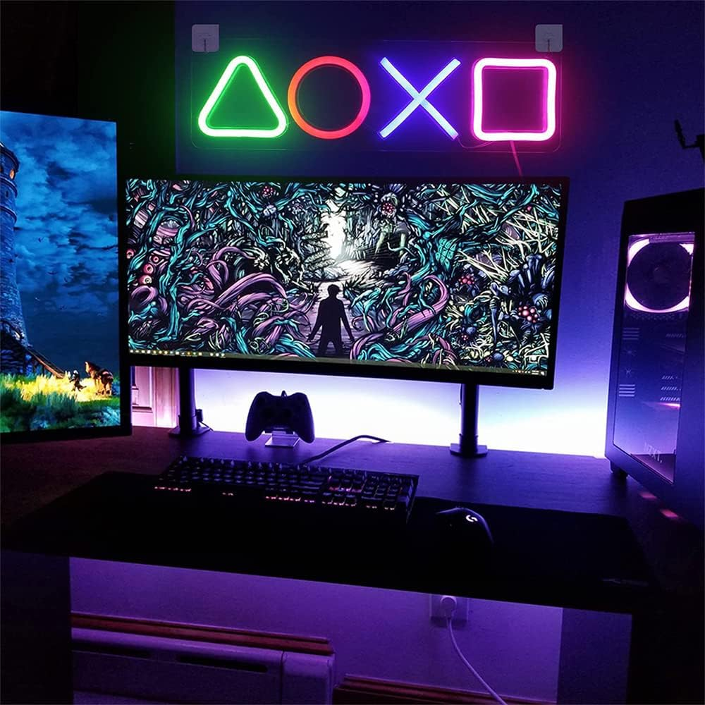 Game Neon Signs for Bedroom, Game Neon Lights for Room Wall Decor USB Powered 16''X5'' LED Gaming Accessories for PS Game Room, Living Room, Man Cave Boys Teen Gamer Birthday Xmas Gifts Party image number 1