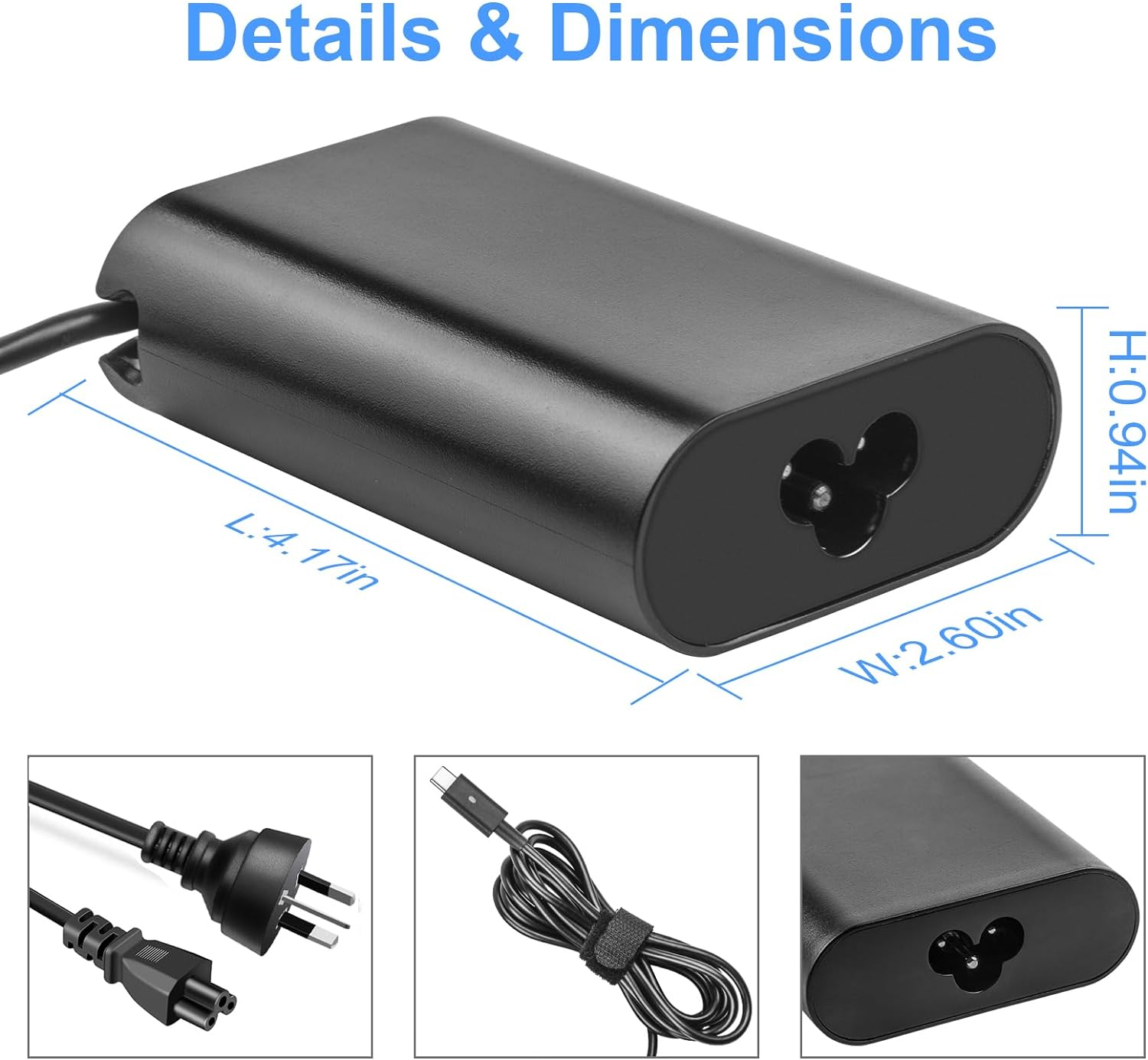 65W USB Type C AC Charger Fit for Dell Latitude 5175 5179 5280 5285 5289 5290 Type C Laptop Power Supply Adapter Cord