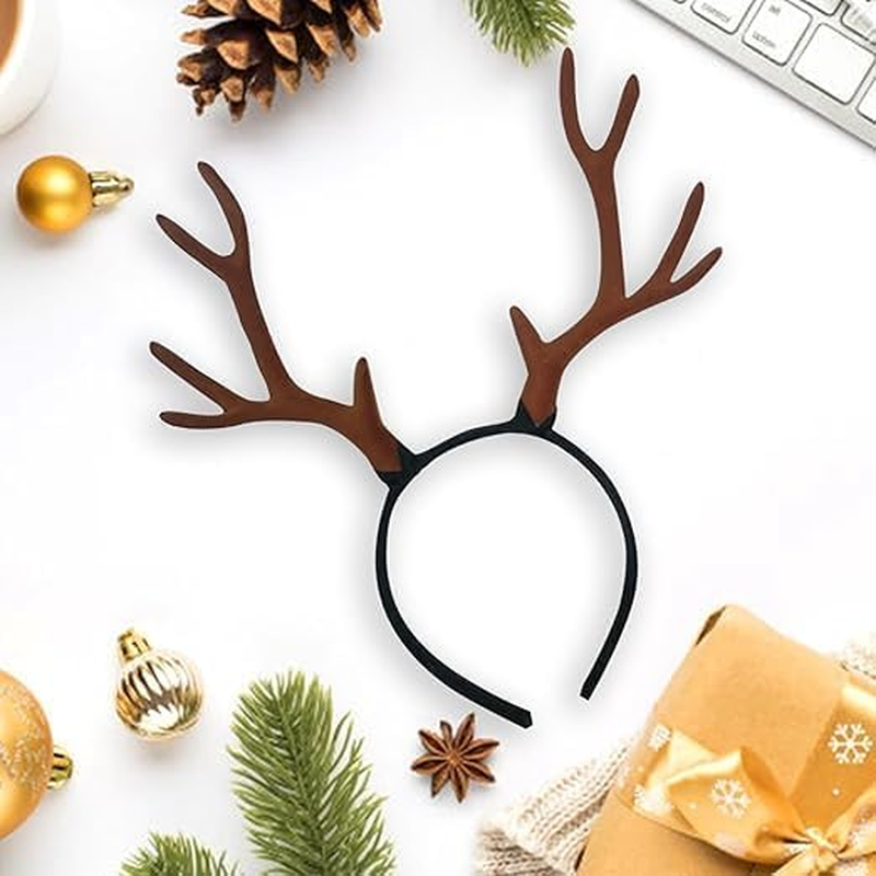 Reindeer Antlers Headband Red Elk Deer Horn Headband Reindeer Cosplay Horns Headpiece Christmas Reindeer Headbands image number 4