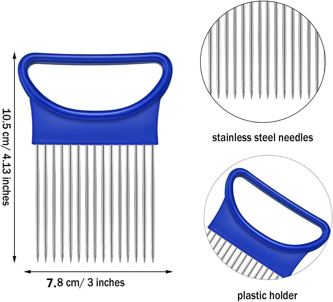 2Pcs Onion Holder Slicer, Stainless Steel Tomato Lemon Potato Vegetable Holder Slicer Cutter Tool for Kitchen Worker Slicing image number 5