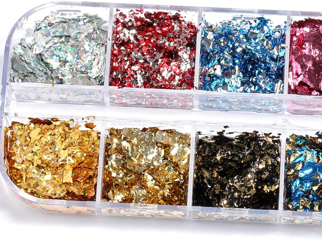 EBANKU 36 Color Holographic Nail Art Foil Flakes Laser Nail Glitter Paillette Chip for Nails Decorations Nail DIY Accessories Decals for Party Festival image number 4