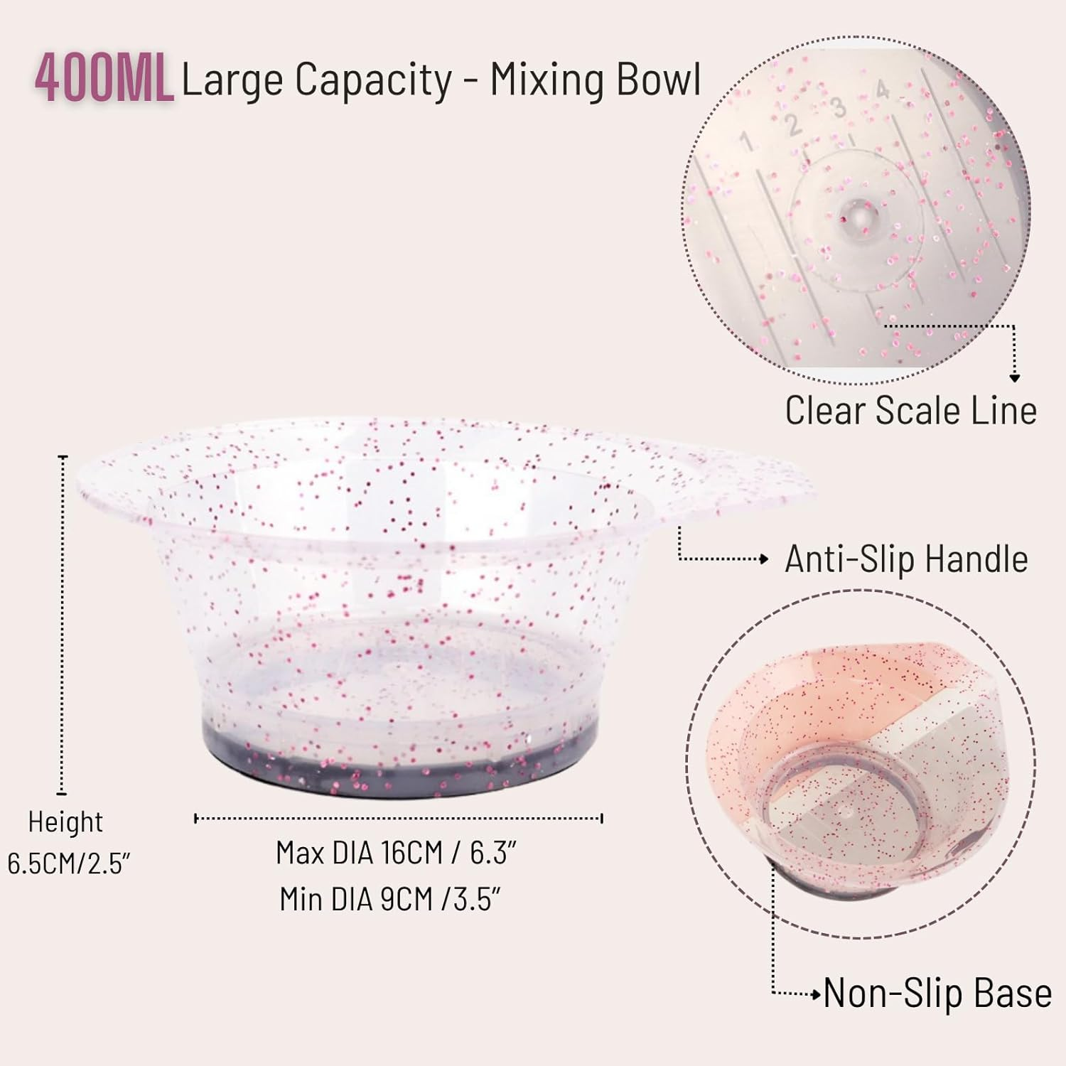 SIXHANS 10PCS Professional Hair Dye Kit -Salon Grade Coloring Tools with Pink Hair Dye Mixing Bowl, Dye Brushes&Comb, Gloves, Ear Protector & Clips for DIY Bleaching & Hair Coloring at Home image number 3