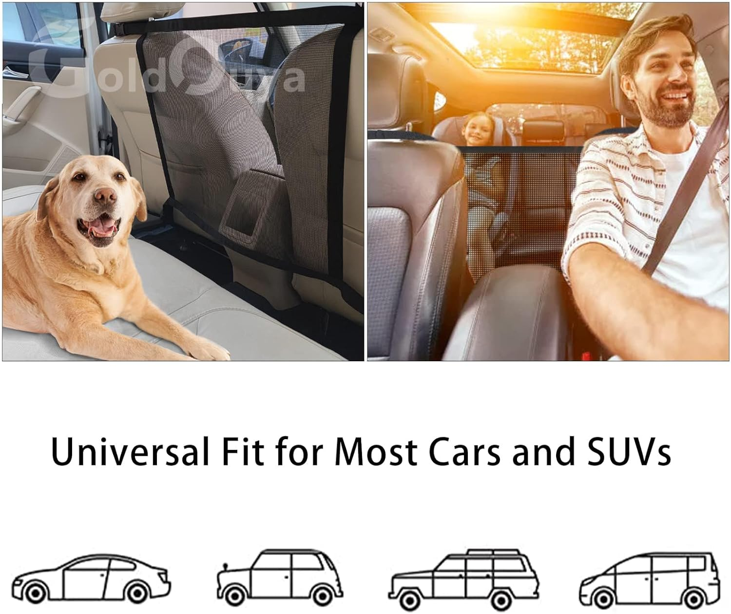 Goldouya Dog Car Net Barrier, Sturdy Mesh Barrier, Car Divider for Steadily Driving with Pets, Automobile Universal Fixed Adjustment Belt image number 2