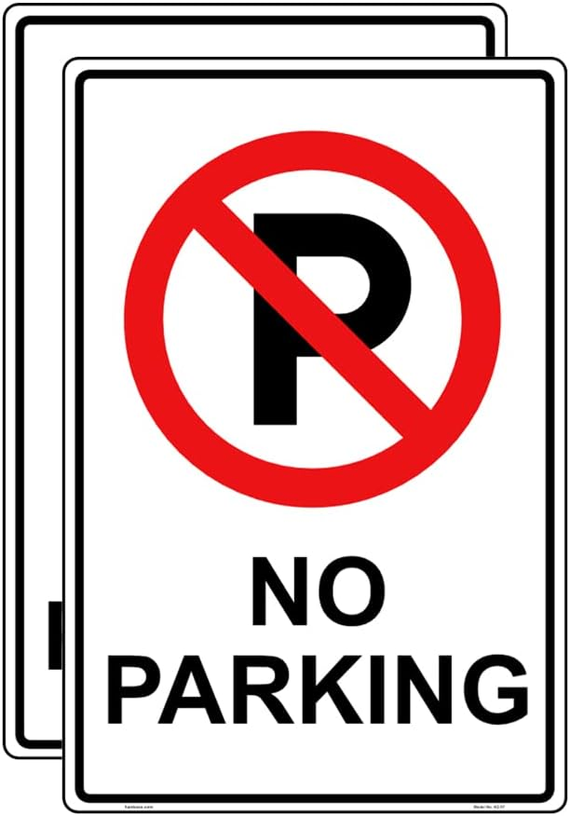 2 Pcs No Parking Big Sign Sticker - 30 Cm X 20 Cm - Self Adhesive Vinyl