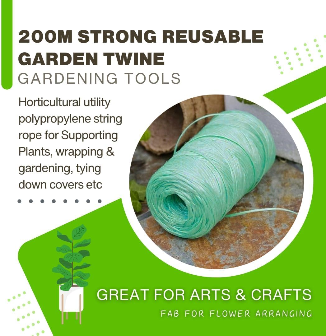 200M Strong Reusable Garden Twine Horticultural Utility Polypropylene String Rope for Supporting Plants, Wrapping and Gardening, Tying down Covers Etc Weatherproof Multiple Use Line Tie image number 6