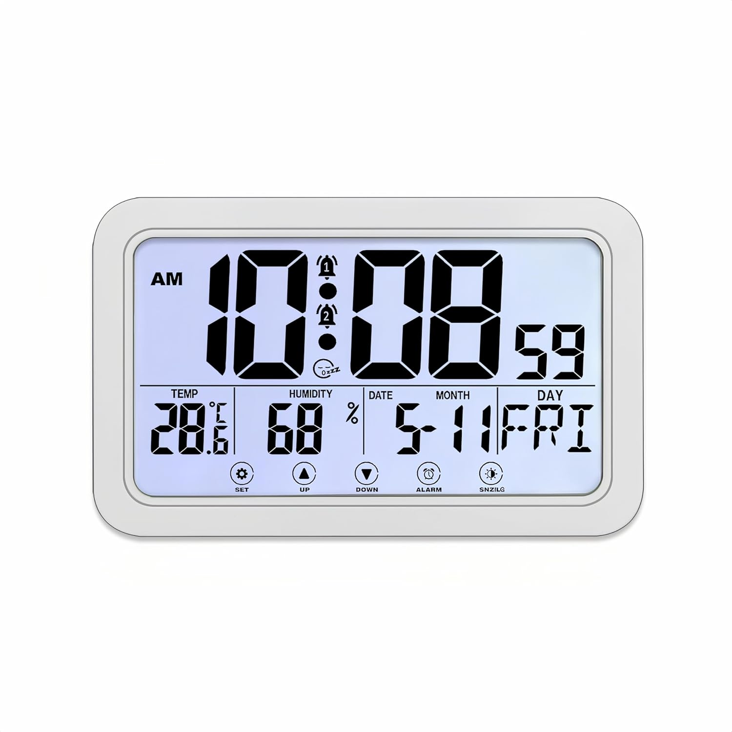Lancoon Touchscreen Alarm Clock with Backlight, 2 Music Sets Snooze Display Temperature and Humidity Date and Day, Usb/Android Input Port, Hanging or Standing for Bedroom Living Room Office image number 2