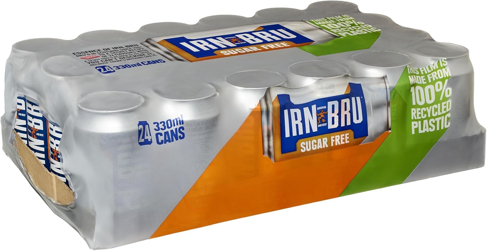 IRN-BRU Sugar-Free Diet, 24 Pack Zero No Sugar & Low Calorie Fizzy Drinks Multipack Cans - 24 X 330Ml Cans