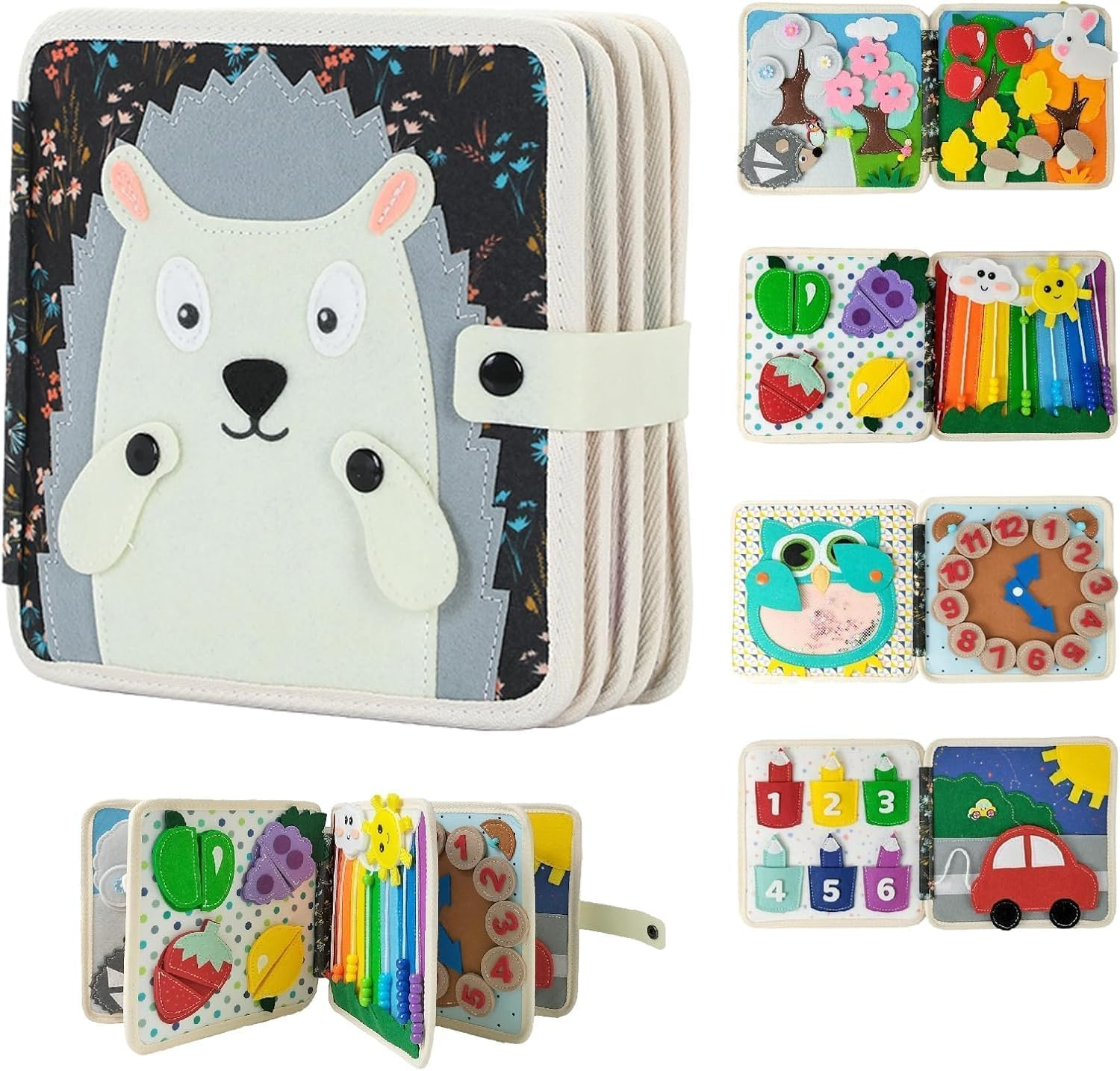 Quiet Book Montessori Toys Busy Board with Sorting, Matching, Life Skills, Felt Quiet Activity Book for Kids,Boys Girls Preschool Learning Gift image number 6