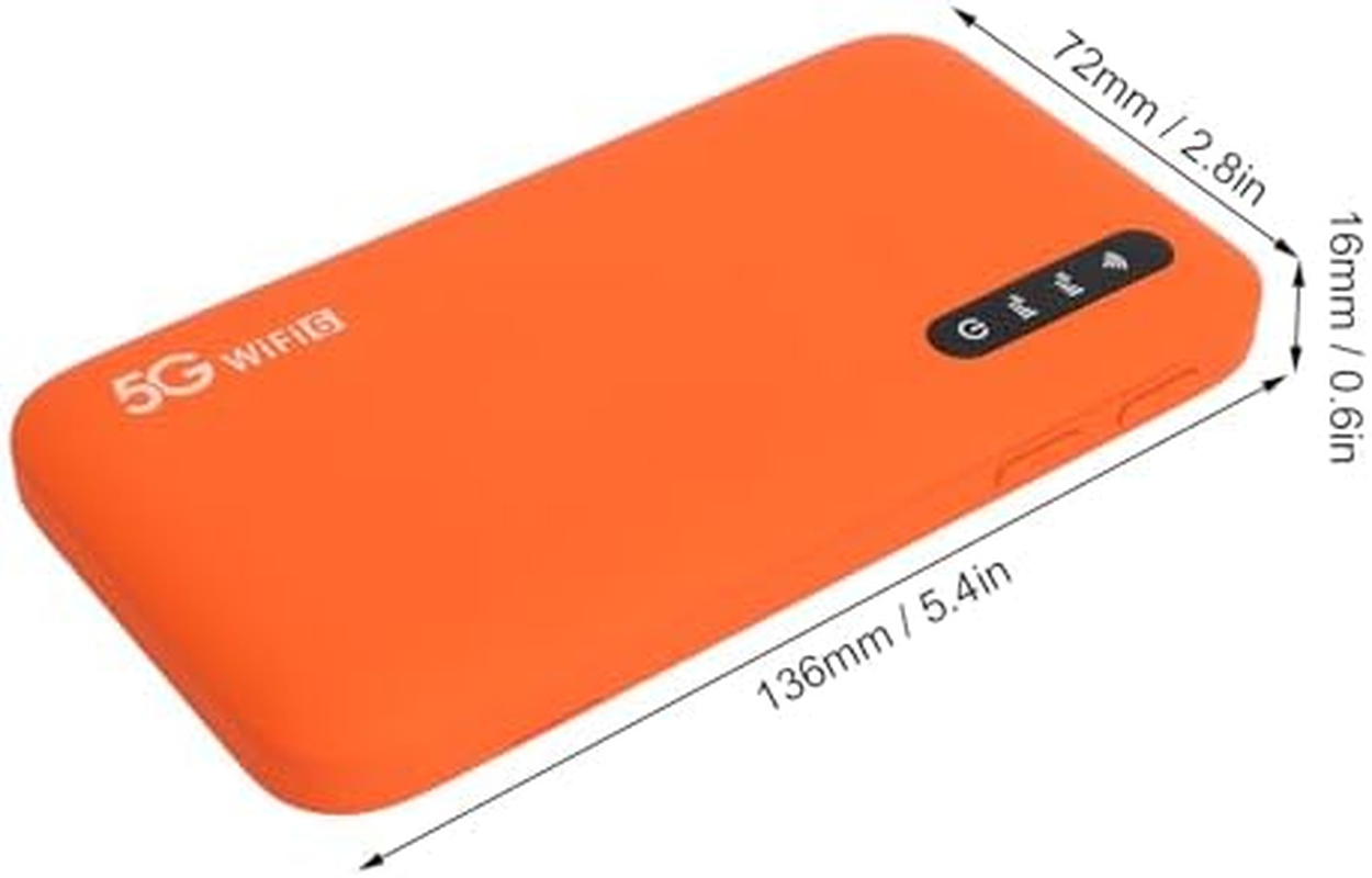 5G Mobile Hotspot, Portable High Speed Dual Band Wifi6 Router with SIM Card Slot, Support 16 Devices Stable Connection(Orange)