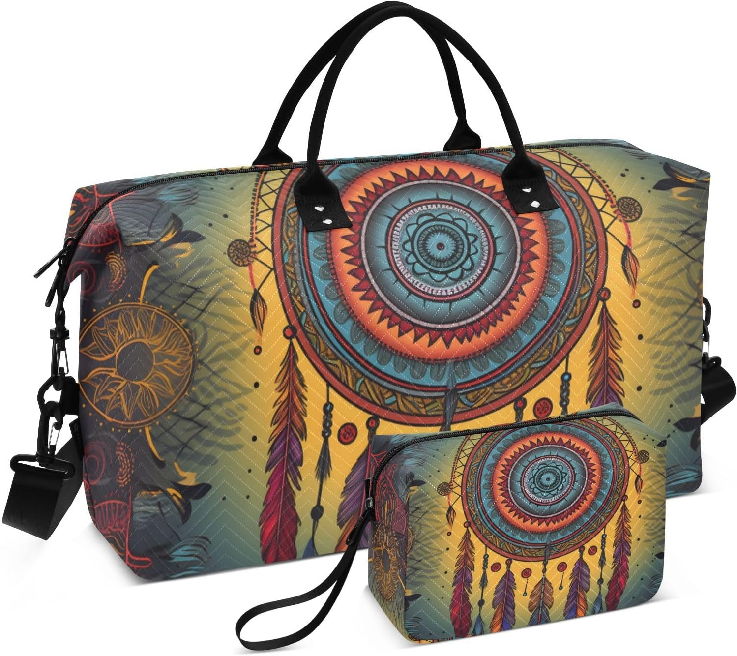 XYMZR Large Travel Duffel Bag, Dreamcatcher Sports Tote Gym Bag, Shoulder Weekender Overnight Bag for Women Men, Carry on Luggage with Toiletry Bags, Multi-Colored, Multi-Colored image number 3