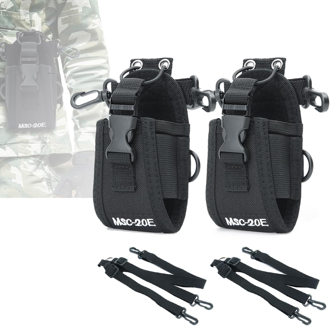 2Pack MSC-20E Two Way Radio Nylon Pouch Case Handsfree Holder for Baofeng UV-5R UV-9R plus UV-S9 plus Motorola GP340 GP328 GP68 GP88 image number 1