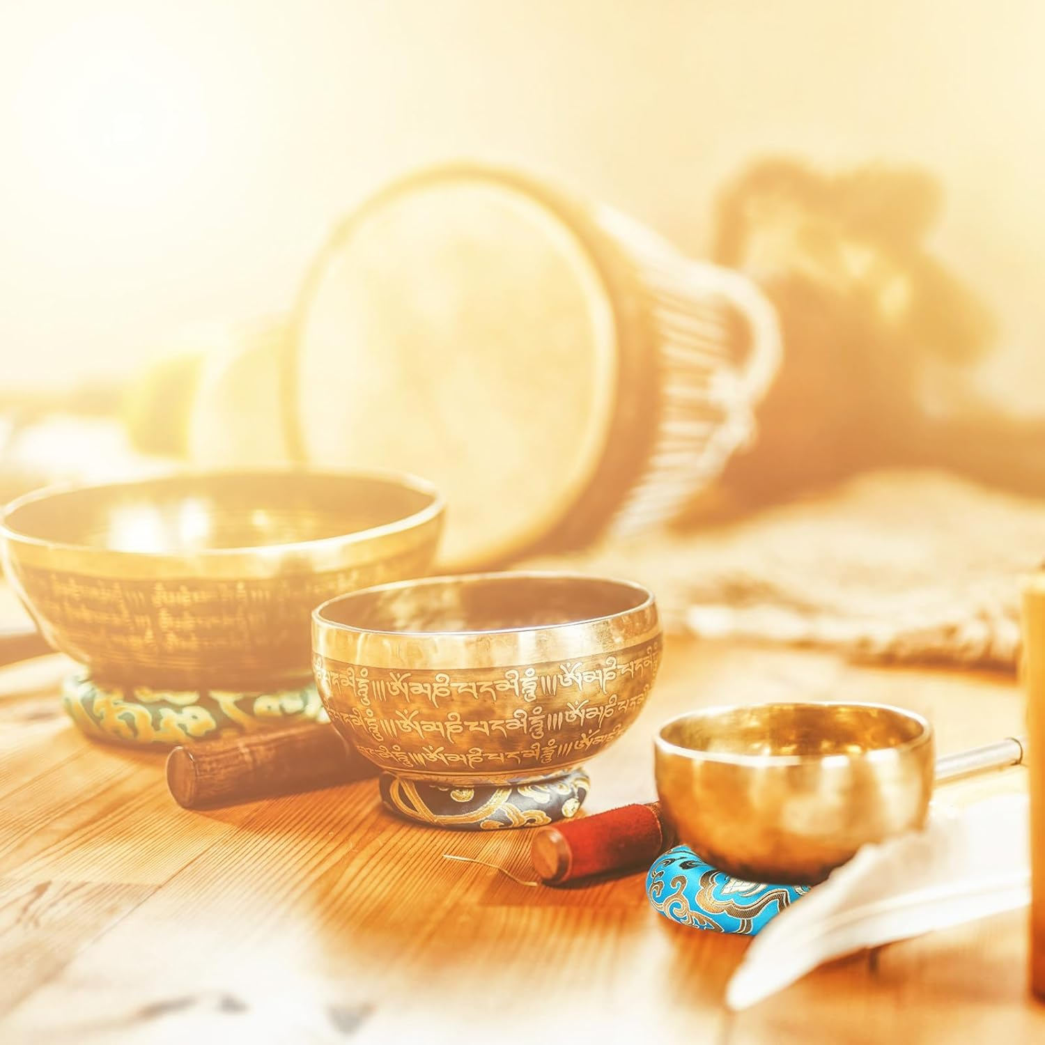 Barydat 7-Piece Silk Singing Bowl Cushion Set - 7 Sizes (13.5-21Cm), Multi-Colored, for 6-12 Inch Bowls image number 6