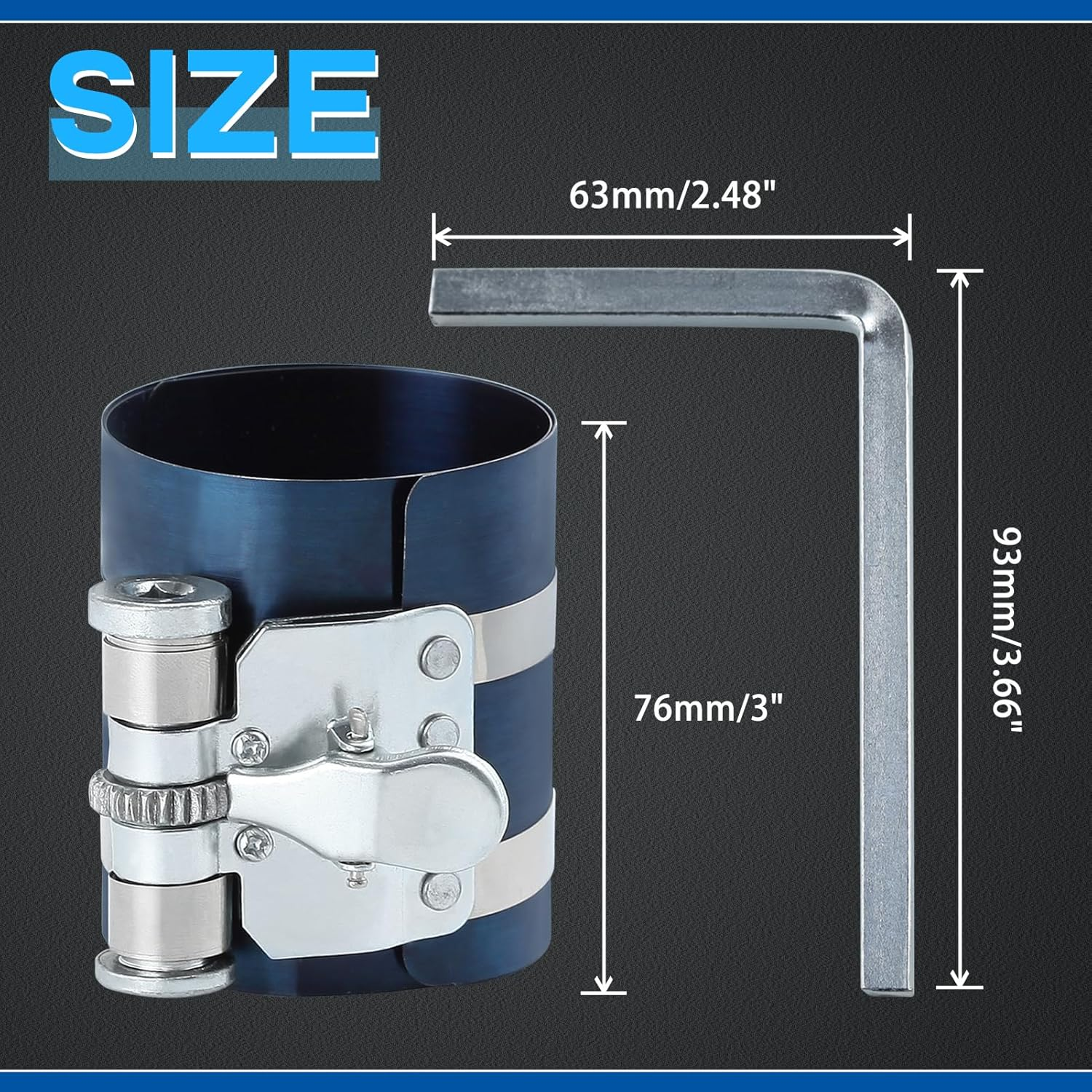 SPEEDWOX 3-Inch Piston Ring Compressor Tool Adjustable Ratchet Piston Ring Installation Tool Piston Ring Pliers Adjustable Compression Range 2.4"-6" image number 4