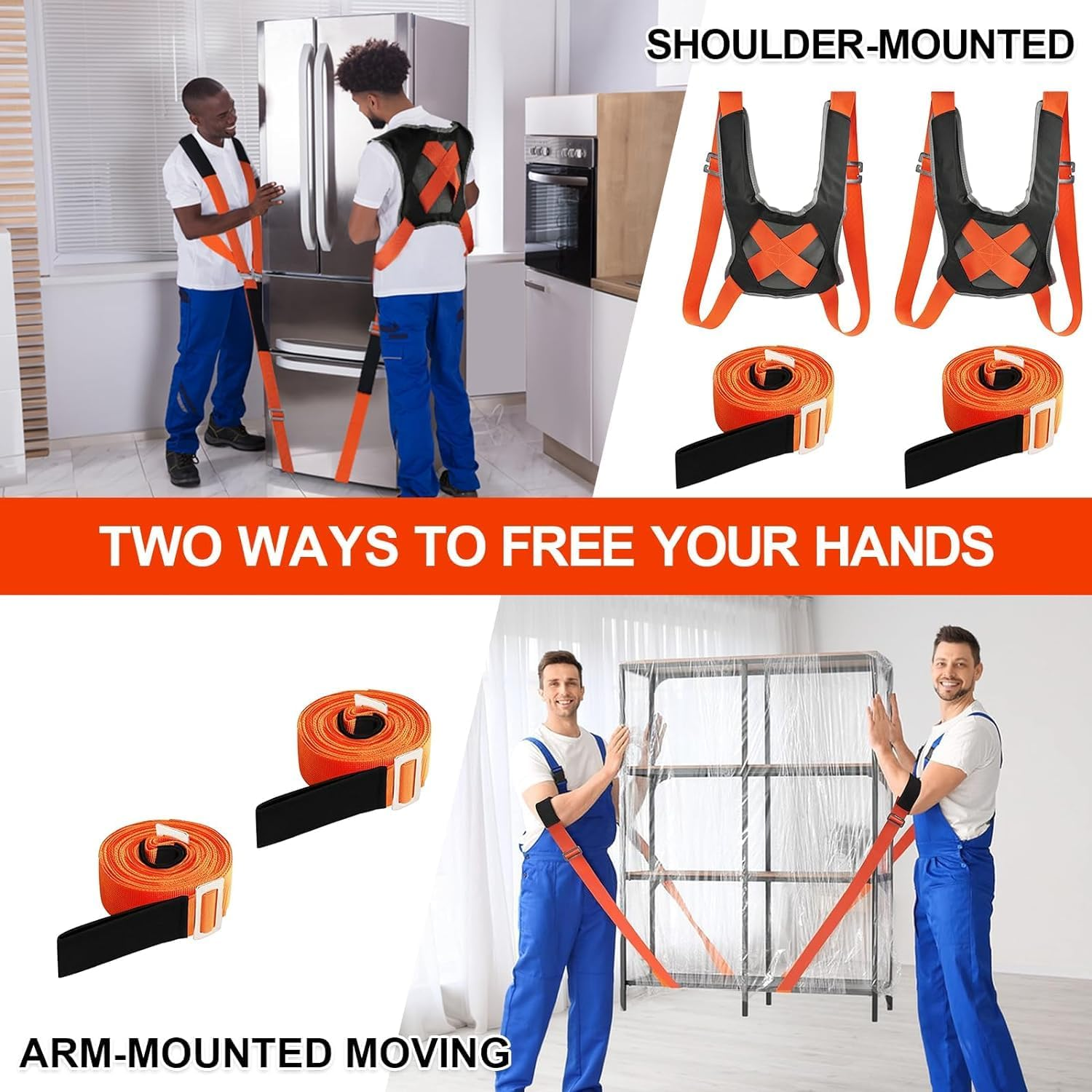Non-Slip Moving Strap, Adjustable Double with 1 Person Lifting, Heavy Loads up to 800 Pounds, Suitable for Moving Furniture and Appliance Harness image number 3