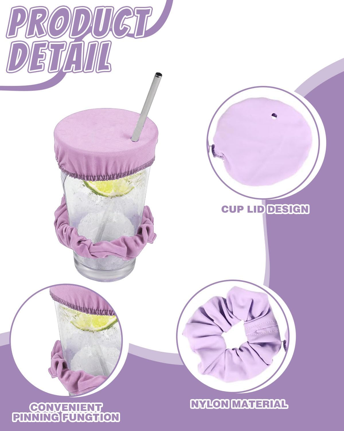 JUKOTA 4Pz Headband Drink Cover, Drinking Covers for Alcohol Protection, Reusable Cup Cover with Straw Hole, Drink Spiking Prevention, Anti-Drug Glass Protection, Drink Protection for Women image number 3