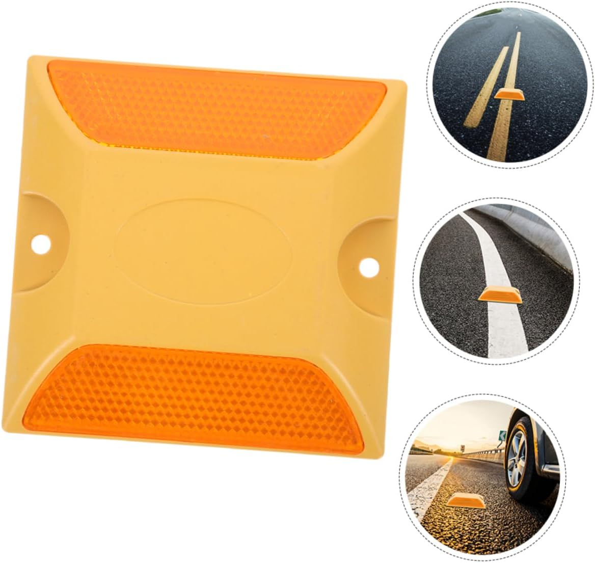 4Pcs Reflective Road Studs for Driveway Double-Sided Adhesive Pavement Markers Raised Design