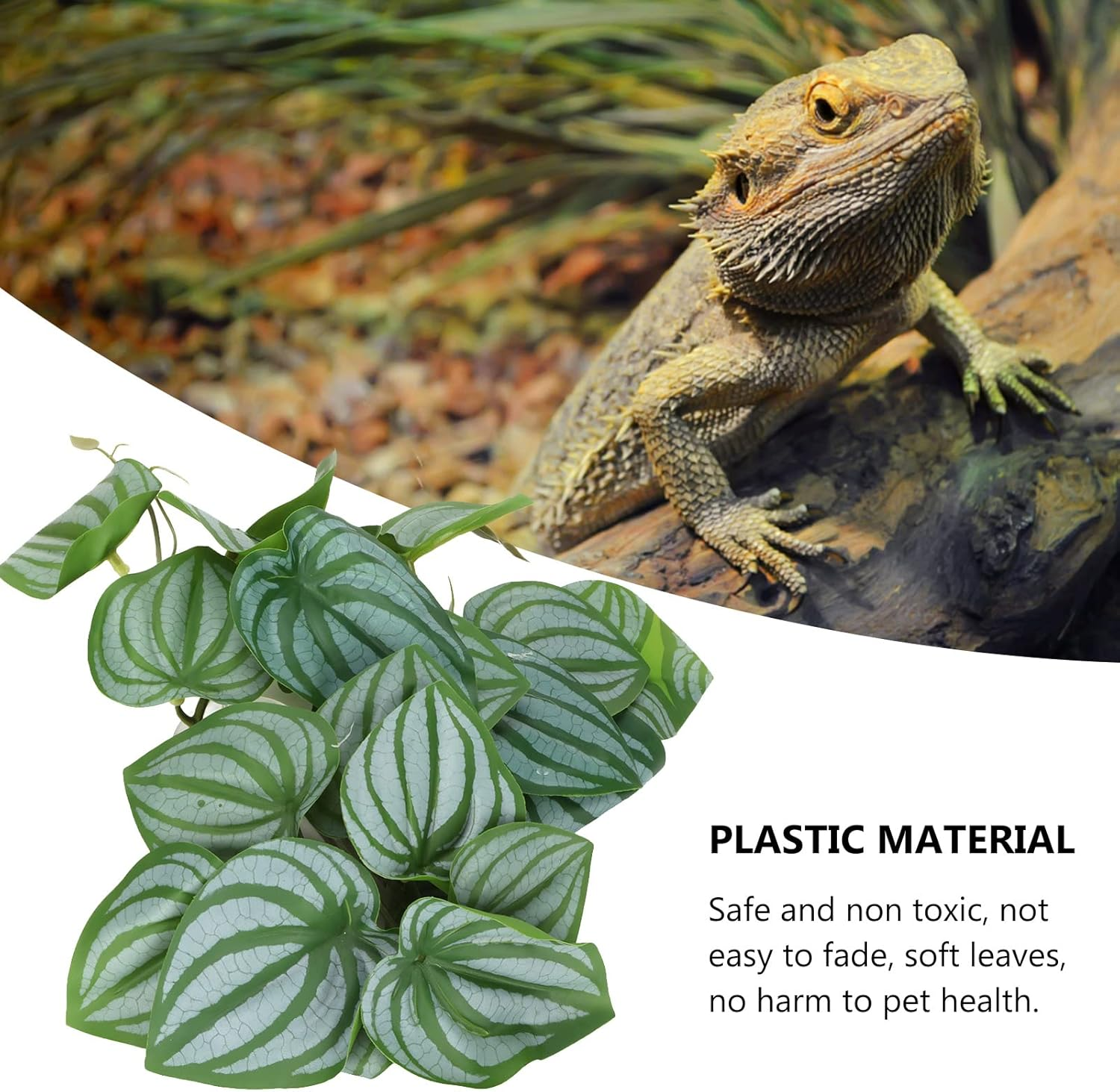 Zerodis Simulation Leaves Decoration, Lifelike Artificial Plants Soft Texture for Reptile Faux Plant Decor with Suction Cup Multifunction Leaf Rattan for Aquarium Home Decor image number 6