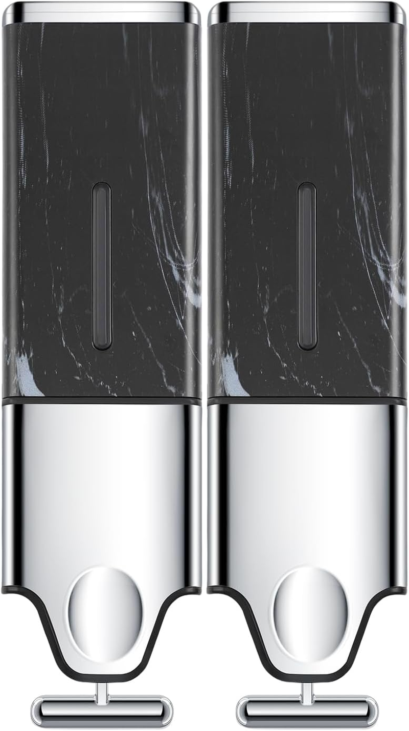 EHORIA 3-In-1 Quadrate Dispensers for the Shower, Shower Soap, Conditioner, Shampoo, No Drilled Wall Mounted, Black