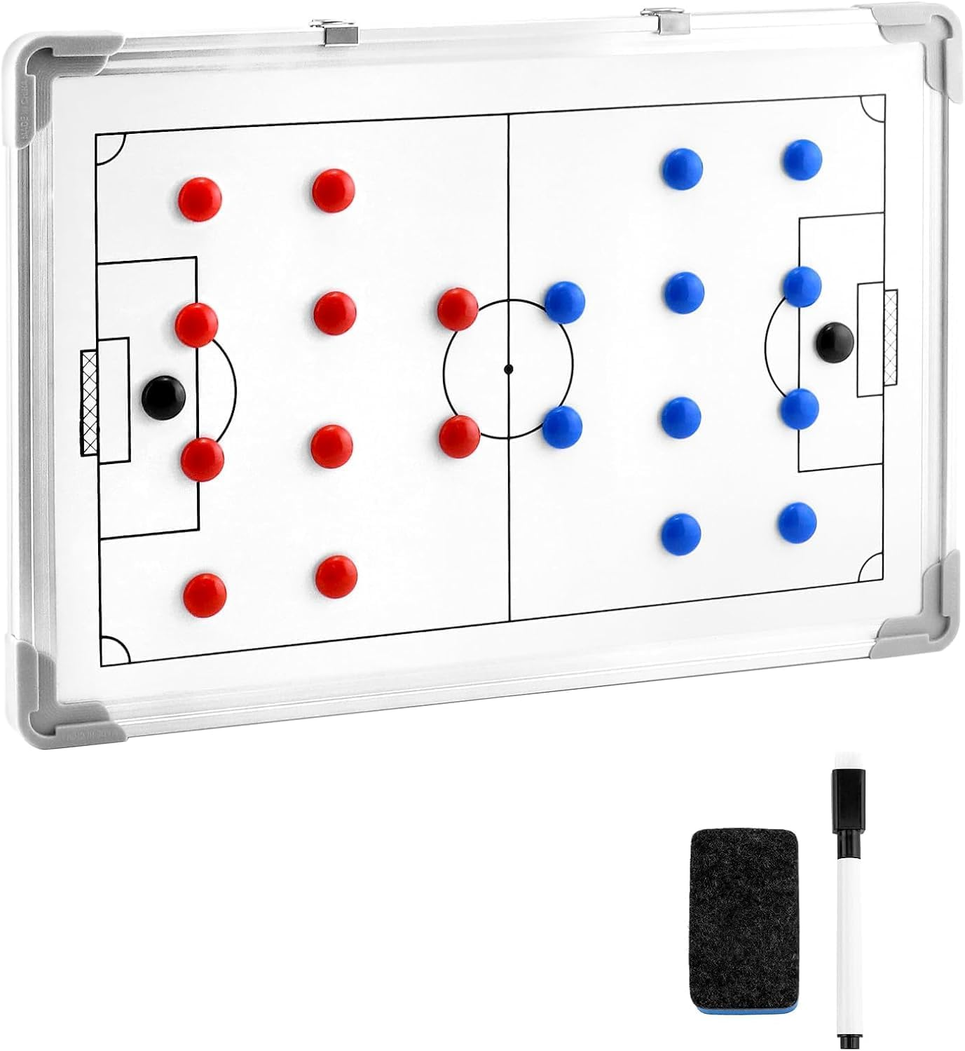 Magnetic Soccer Coach Board, Double-Sided Football Coaches Whiteboard, Portable Soccer Tactics Board Football Dry Erase Clipboard Kit with Magnets, Pen, Eraser image number 6
