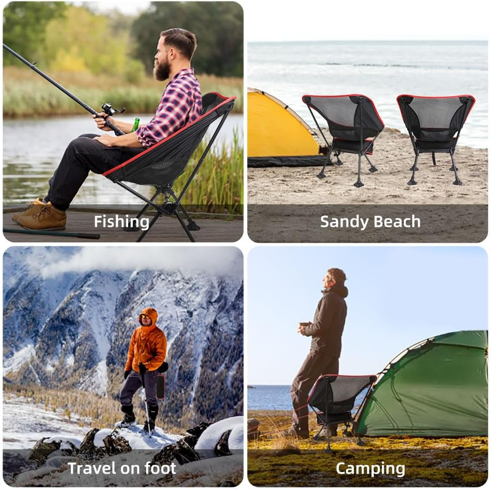 Foldable Camping Chair, Ultralight Beach Chair, 150 Kg Durable Folding Backpacking Chair with Robust Frame and Comfortable Backrest for Outdoor, Beach, Picnic, Hiking, Lawn image number 2