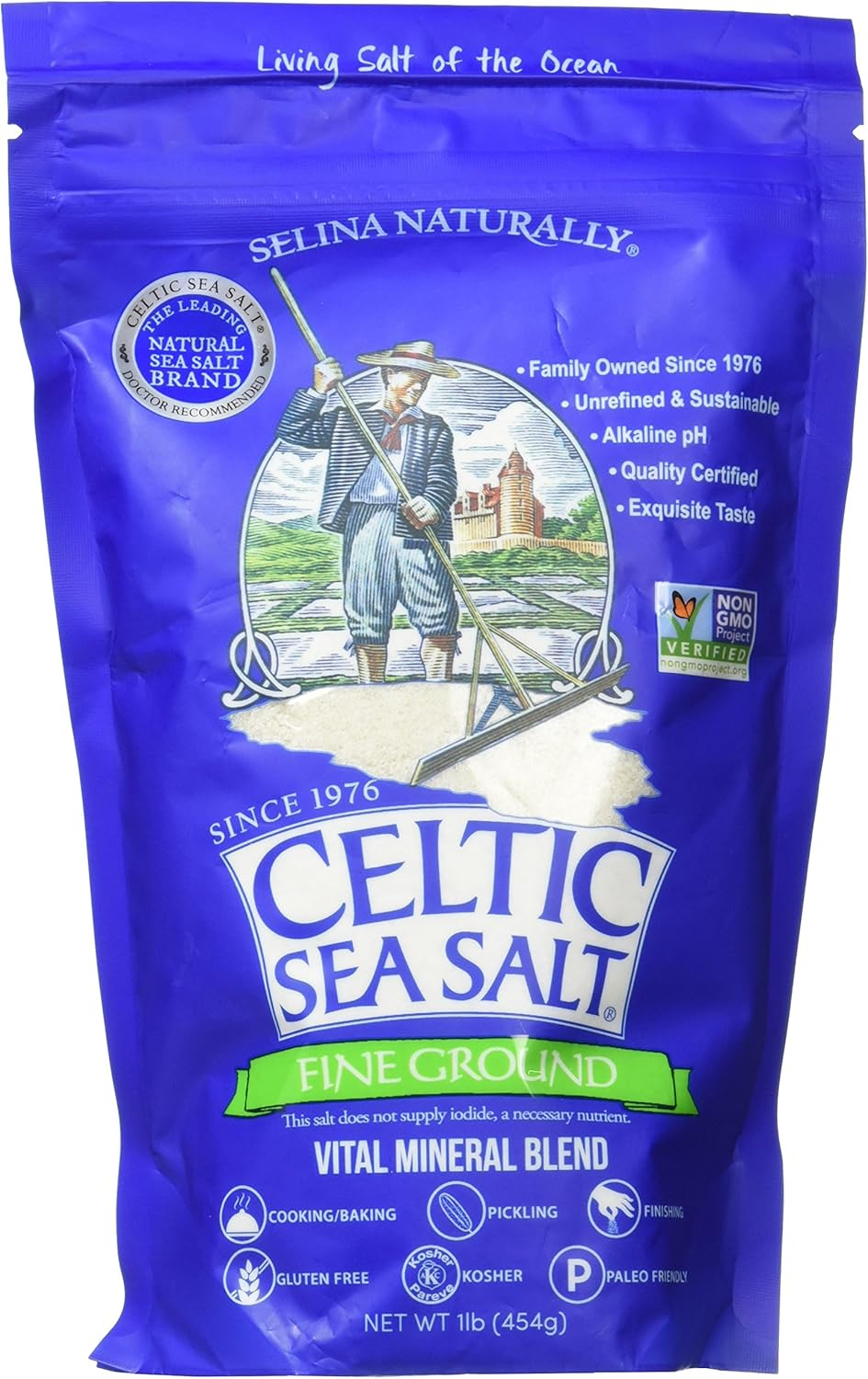 Fine Ground Celtic Sea Salt &ndash; (1) 16 Ounce Resealable Bag of Nutritious, Classic Sea Salt, Great for Cooking, Baking, Pickling, Finishing and More, Pantry-Friendly, Gluten-Free image number 4