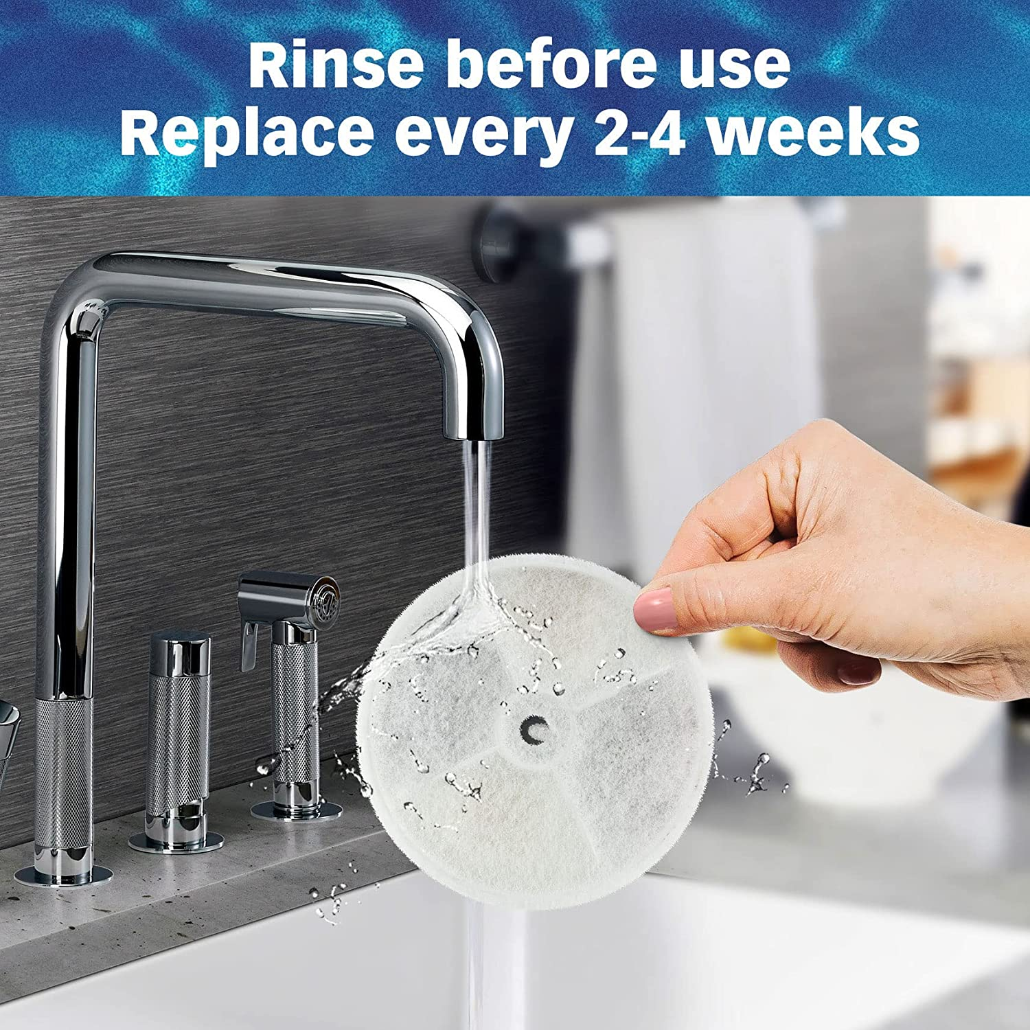 6 Pack Replacement Water Filters, Standard Pet Water Fountain Filters Compatible with Most Cat and Pet Fountain