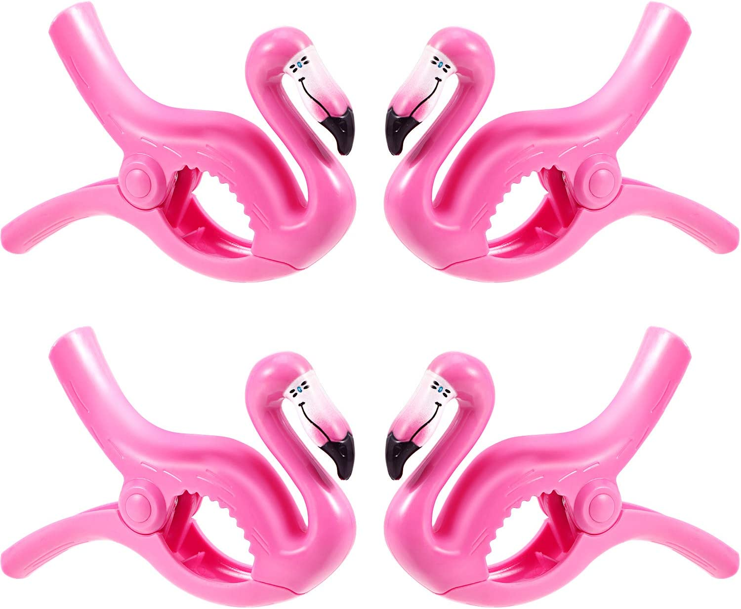 4 Pieces Beach Flamingo Towel Clips Flamingo Chair Holders Portable Parrot Towel Holders for Holiday Pool image number 6