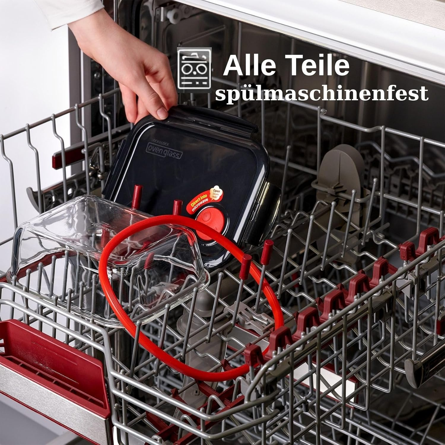 LOCK & LOCK Glass Food Storage Container Microwavable &ndash; Oven Glass &ndash; Casserole Dish Square with Lid for Oven, Microwave & Freezing, 2 Litres image number 1