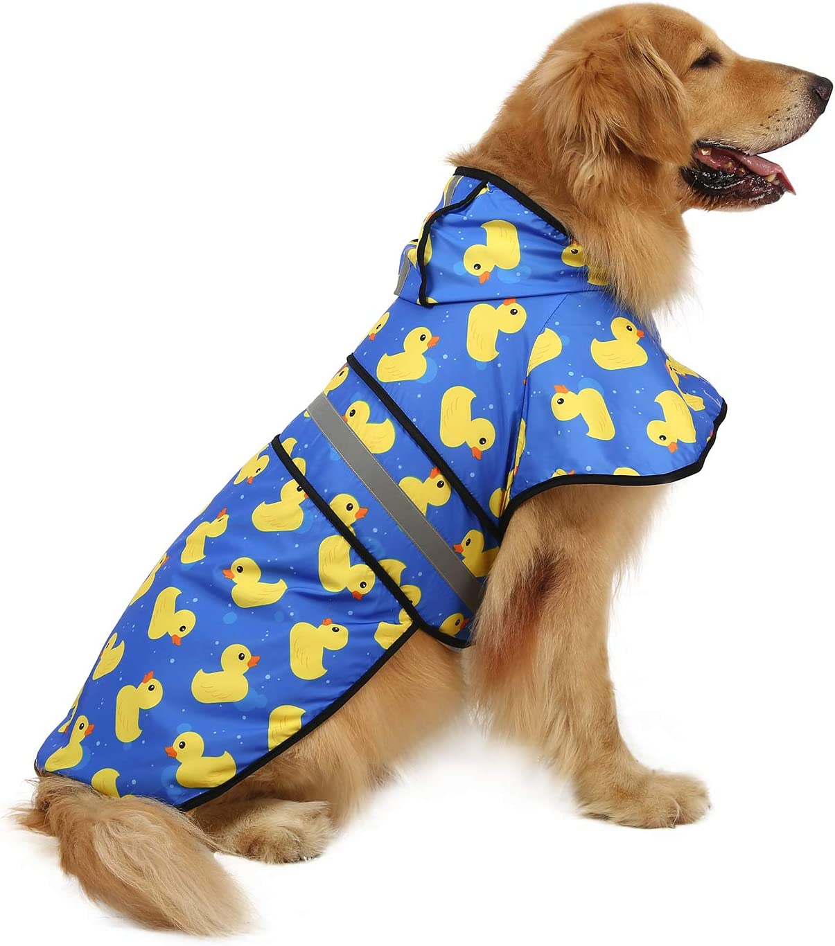 HDE Dog Raincoat Hooded Slicker Poncho Small to X-Large Dogs Puppies (Rubber Ducks, Medium)