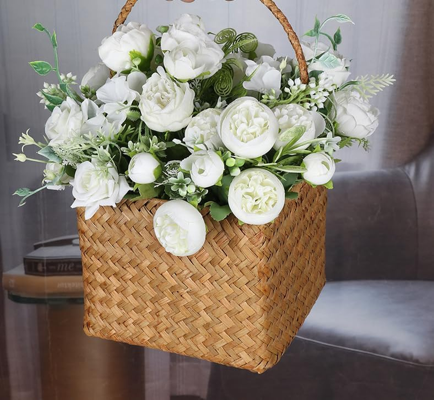 AU010-3 3 Bundles Artificial Plants with Rose Flowers, Plastic Material Faux Greenery for Home Bedroom Office Indoor Outdoor D&eacute;cor,30Cm(11.8")