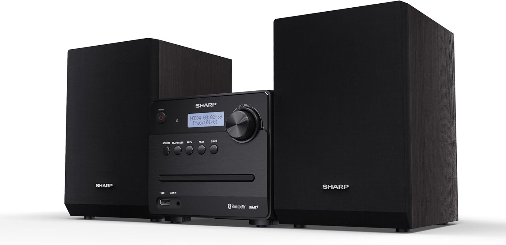 SHARP XL-B515D(BK) Micro Sound System 40W with DAB+ Digital & FM Radio, Bluetooth, USB, Aux & CD Playback &ndash; Black