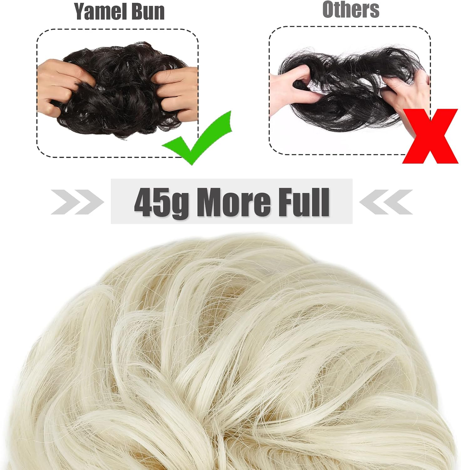 Yamel Messy Bun Hair Pieces for Women Hair Bun Extension Platinum Blonde Updo Curly Messy Bun Scrunchie