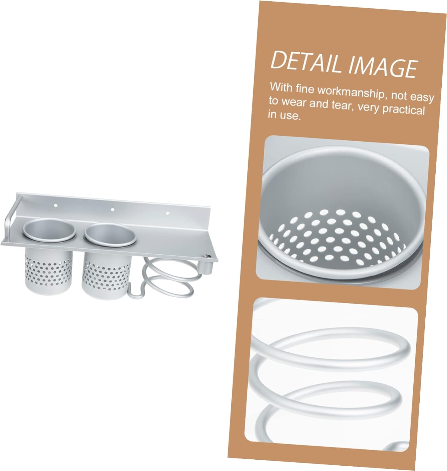 LOLIPPYY Wall-Mounted Hair Dryer Rack Bathroom Storage Shelf for Hair Tools Organizer Comb and Curler Shelf image number 6