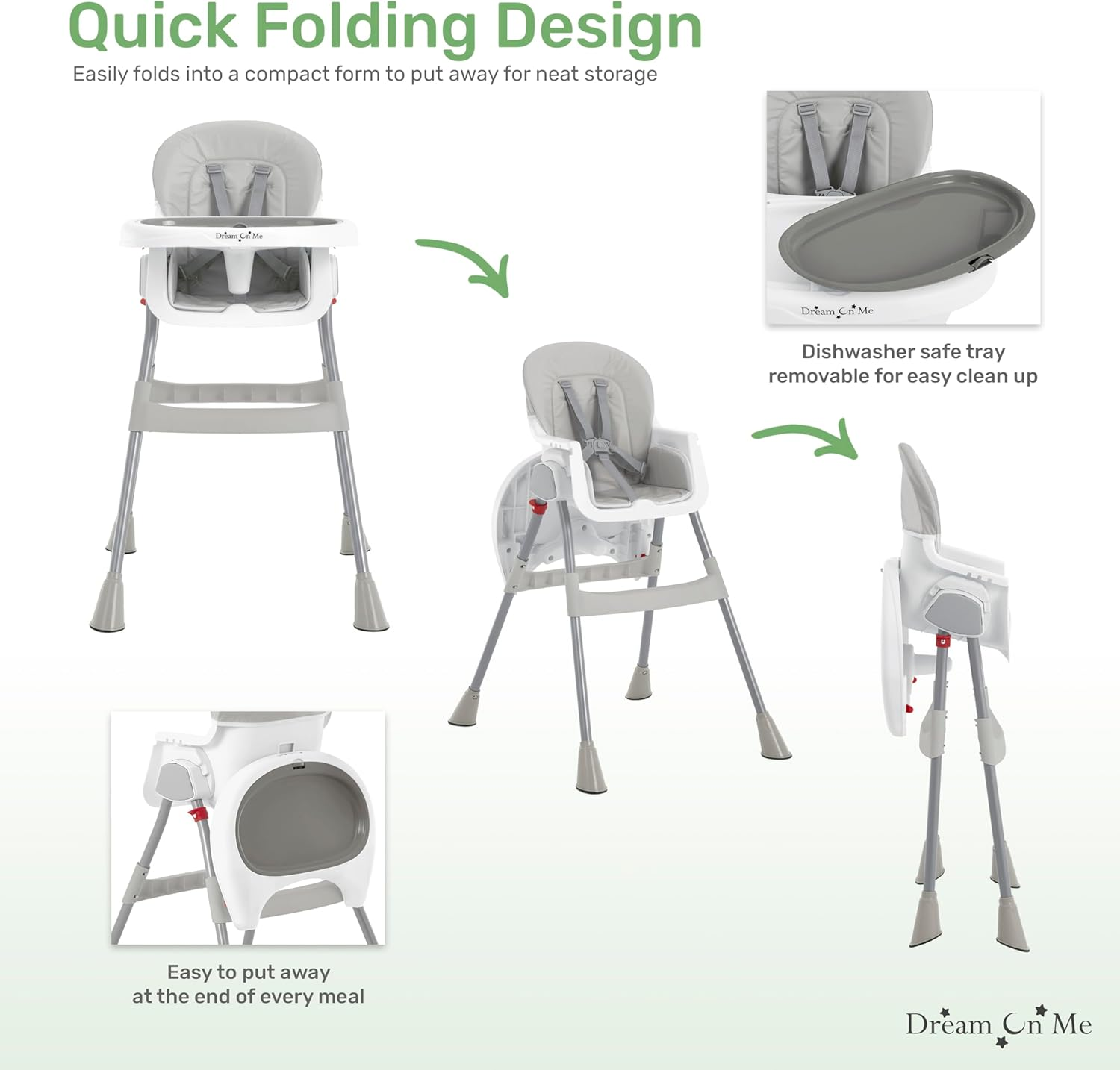 Dream on Me Portable 2-In-1 Tabletalk High Chair, Convertible Compact High Chair, Light Weight Portable Highchair, Grey - Grey image number 5