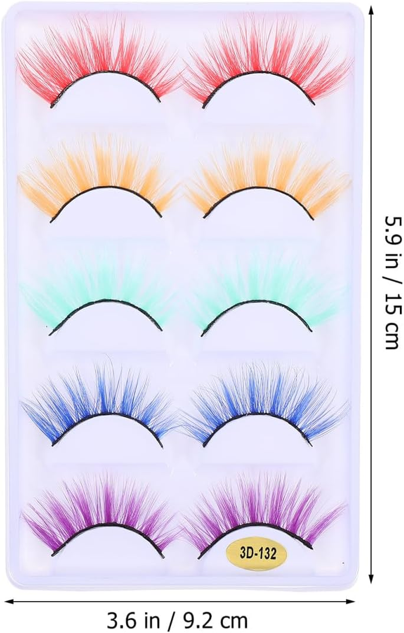3D False Eyelashes - Assorted Color Fiber Makeup Lashes for Halloween Cosplay and Daily Wear Thick Volume Comfortable Fit image number 5