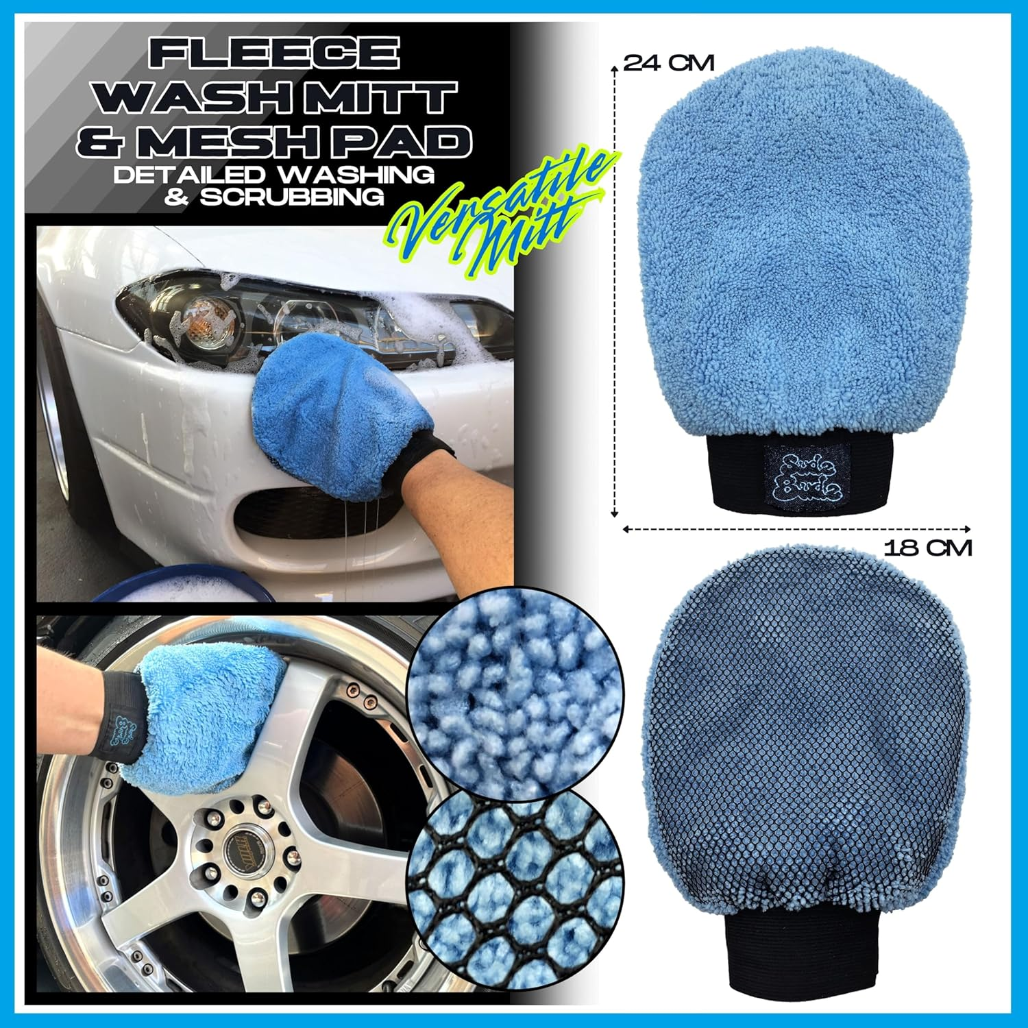 Premium Car Wash Kit 10Pcs | Wash Mitt, Detailing Mitt, Twisted Loop Drying Towel, Interior Duster, Glass Towels, Wheel and Detail Brush Set. Professional Exterior and Interior Car Care image number 1