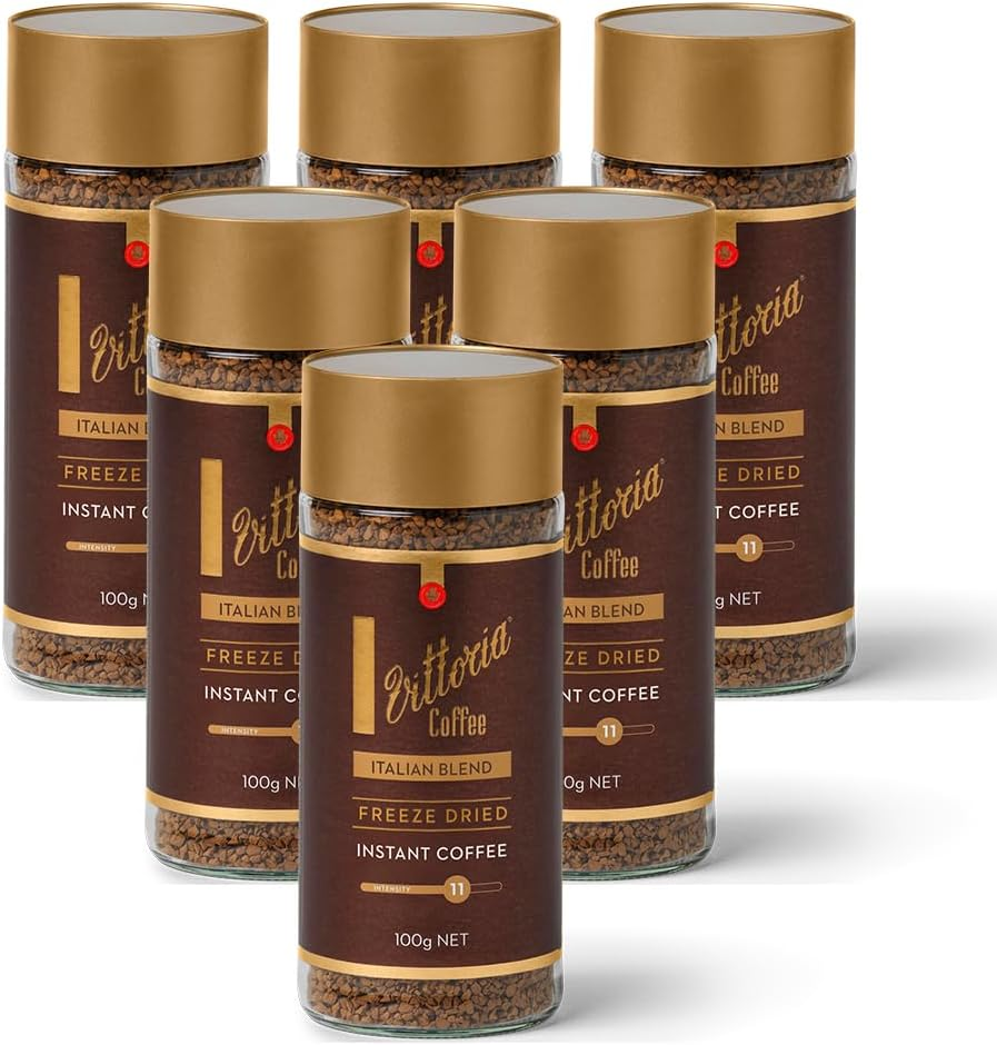 Vittoria Coffee Latte Blend Freeze Dried Instant Coffee 100 G (Case of 6). 12/15 Intensity, Medium-Dark Roast of Premium Coffee. image number 3