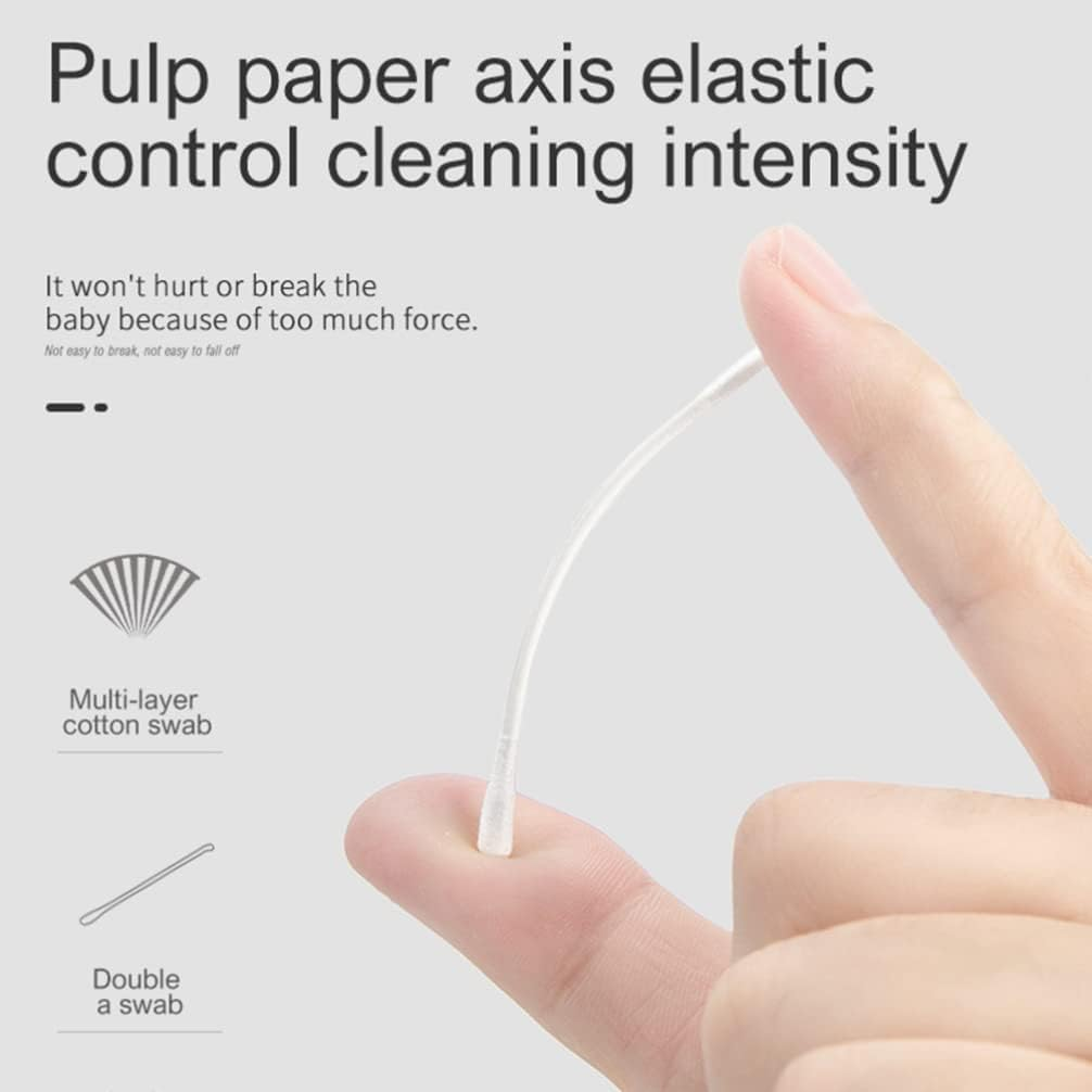Mumoo Bear 200Pcs Baby Cotton Swabs Paper Double-End Buds Cotton Ear Cleaners Safety Swabs Cleaning Sticks for Ear Nose Clean image number 5