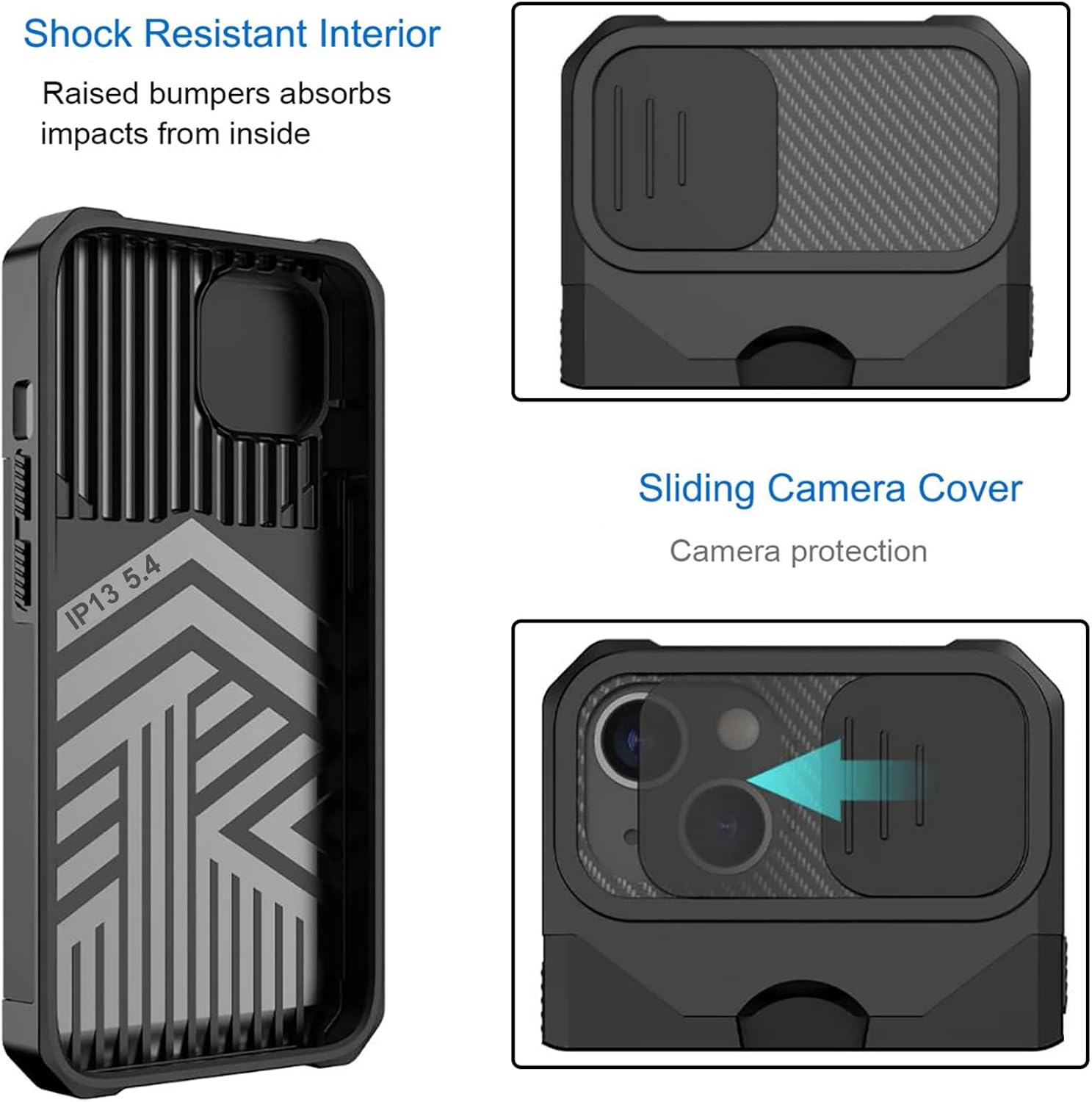 For Iphone 13 Mini Case with [Card Holder] and [Slide Camera Cover][360&deg; Rotate Ring Kickstand] Heavy Duty Protective Phone Cover Case for Iphone 13 Mini-Black image number 2