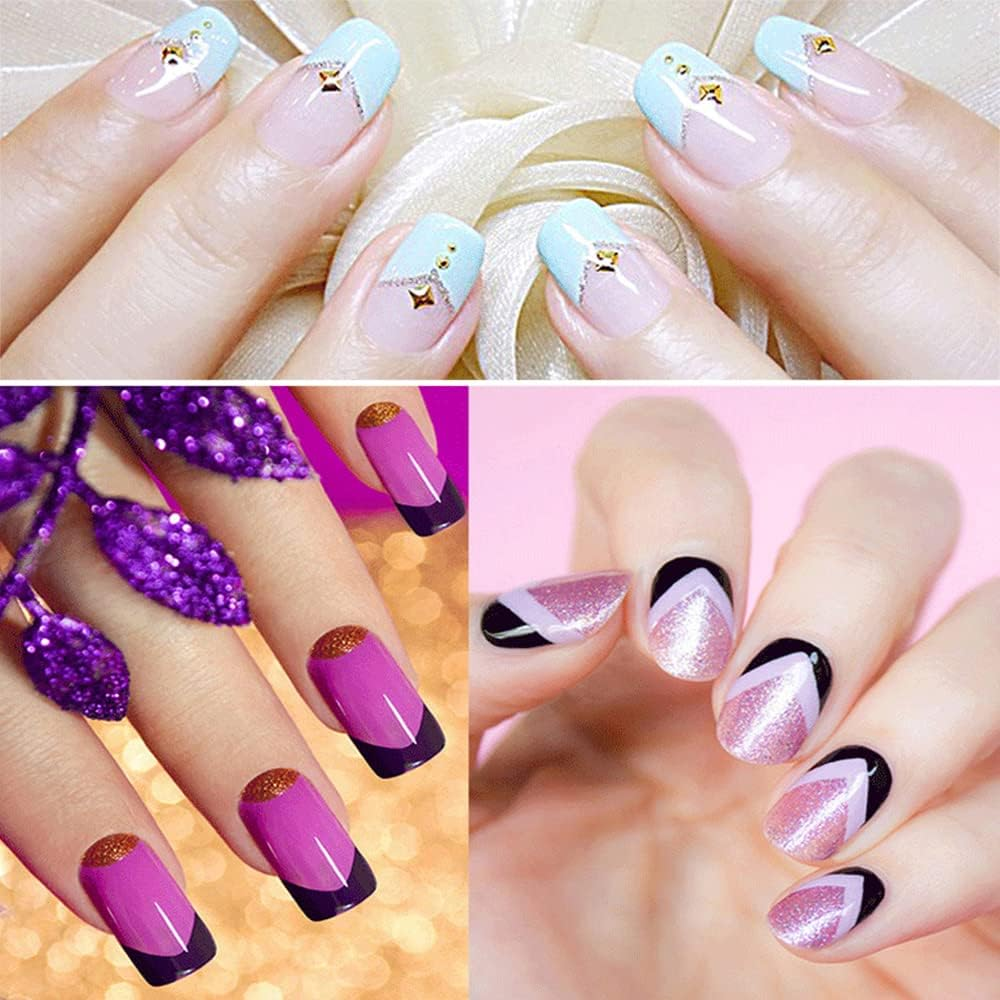 B 48PCS French Tip Nail Decoration Strip Sticker Stencil Guides Manicure Art DIY image number 6