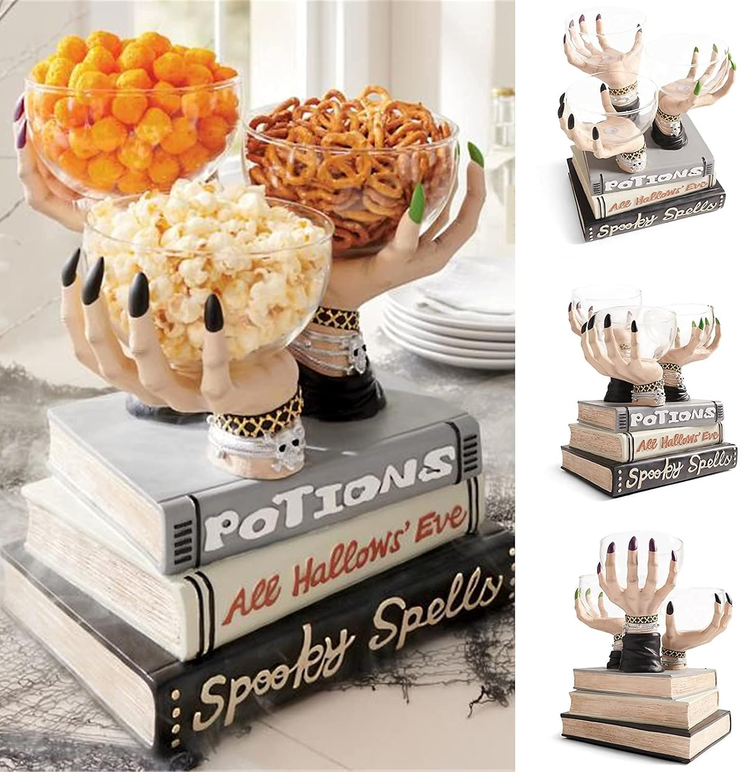 Witch Hands Snack Bowl Stand, Resin Witch Hands Desktop Ornament Durable French Fries Stand Snack Bowl Halloween Home Party Decoration for Home/1218