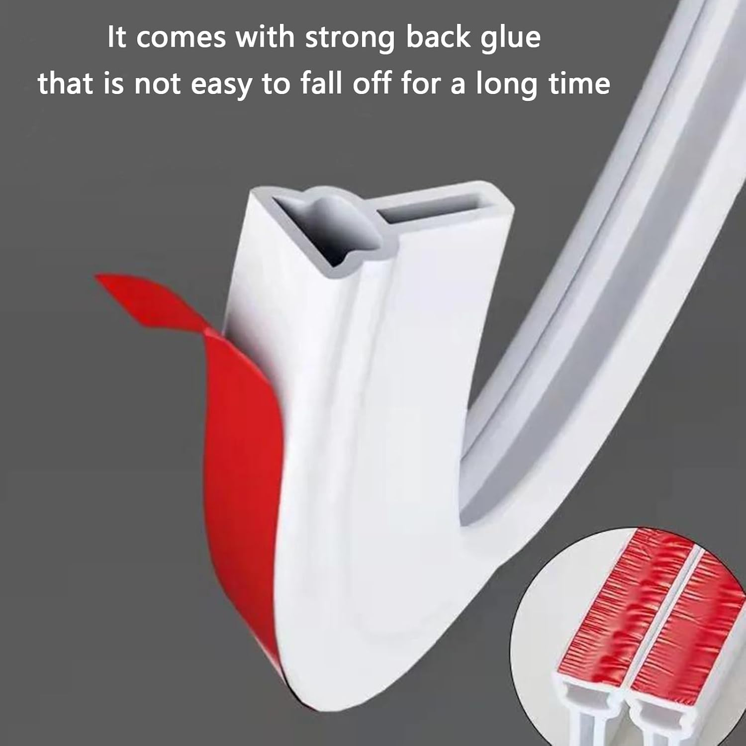 Wet Room Floor Barrier, 2M Rubber Shower Tray Sealing Strip, Self-Adhesive Shower Splash Guard, Shower Threshold Water Barrier, Flexible Shower Screen Seal Strip for Bathroom Floor Sink Bathtub, White image number 1