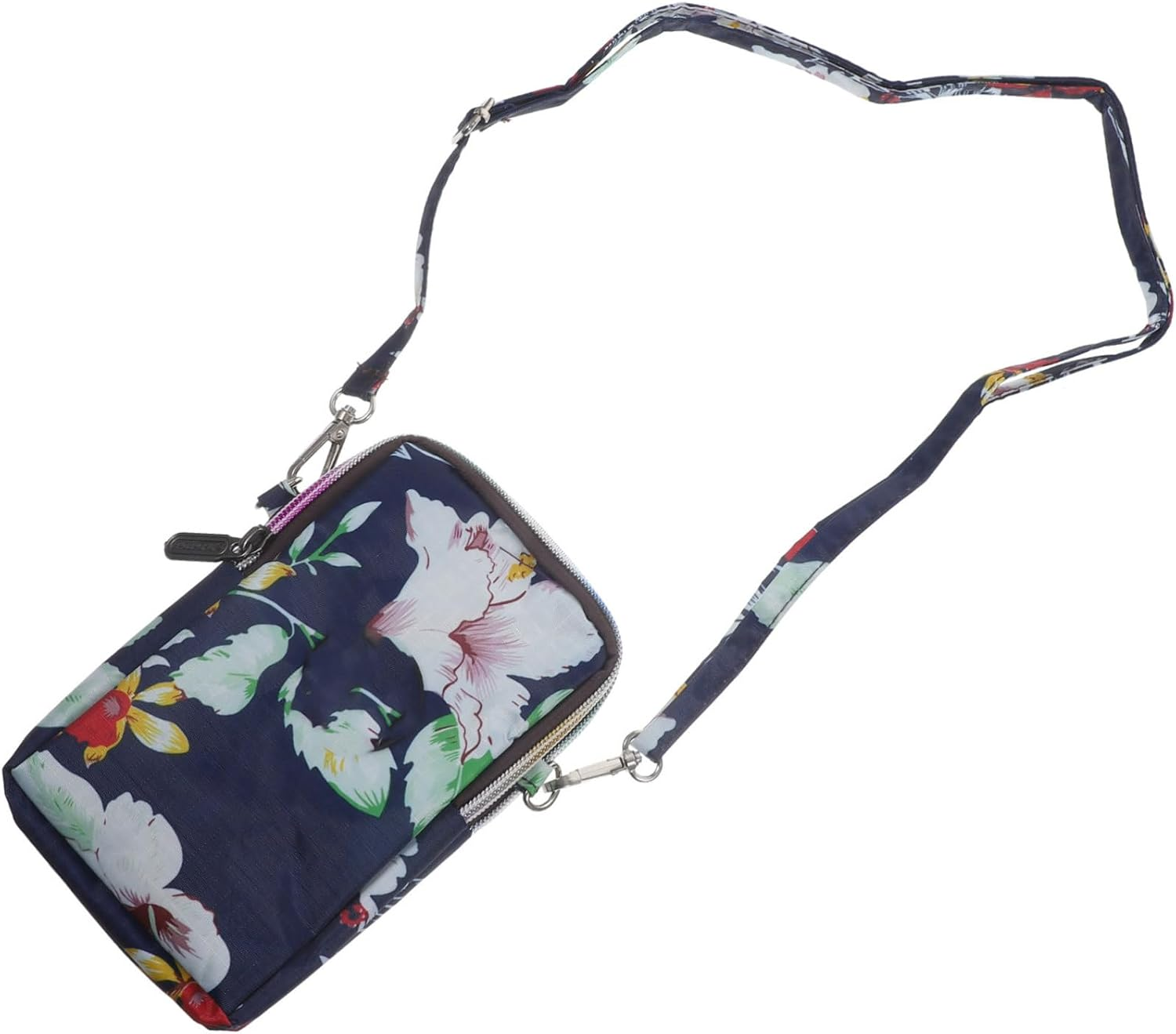Bag Women Sling Bag Women Crossbody Bag, Zipper Phone Bag Cellphone Wallet Pattern Handbag with Long Strap Oxford Cloth Crossbody Phone Bag for Travel Shopping (Dark Blue) image number 6