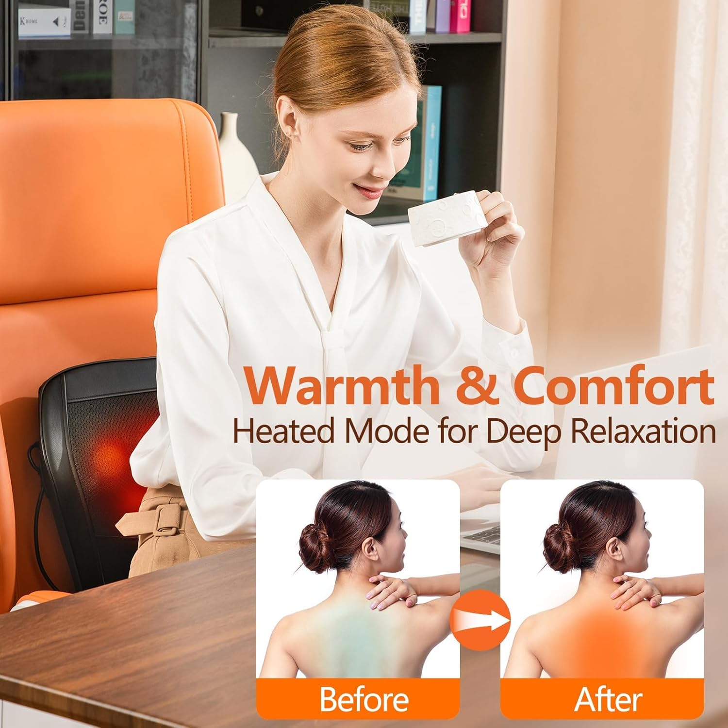 Sika Deer Neck and Back Massager for Pain Relief Deep Tissue with Heat, Shiatsu Shoulder Massager with Bi-Directional Rotating Head for Neck, Back, Shoulders, and Legs, for the One You Love. image number 5