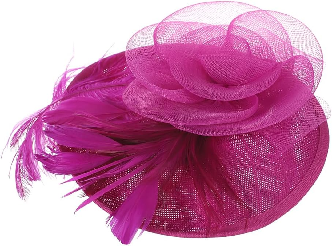 Feather Fascinator Hat with Hair Clip Flower Mesh Net Veil Wedding Race Hairpin Bowler Hat Elegant Royal Ascot Floral Derby Hat for Women Ladies Wedding Tea Party Church Cocktail Hair Accessories - Black image number 6