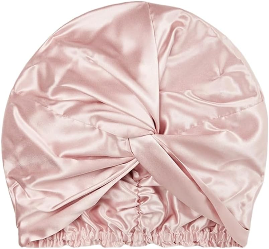 BIGTEDDY Soft Silk Night Cap Care Bonnet Double-Layer Sleeping Cap Hair Styling Black - Black image number 6