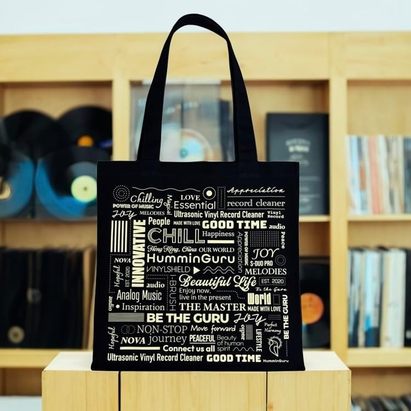 Humminguru Vinyl Record Tote Bag&ndash; Large Capacity Durable Canvas Bag for Vinyl Albums, 15&rdquo;Laptop, Headphones, Books & More image number 6