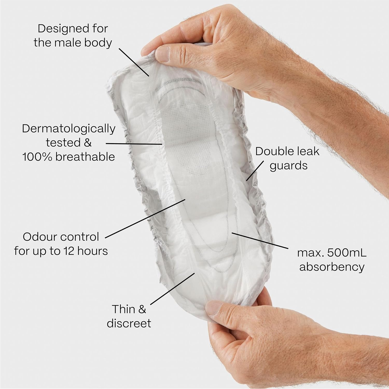 Invizi Male Guards Level 2 &ndash; Ultra-Slim Disposable Guards for Men with Light Bladder Leaks, Cupped Fit with Odour Control & All-Day Comfort - 15 Pack image number 1